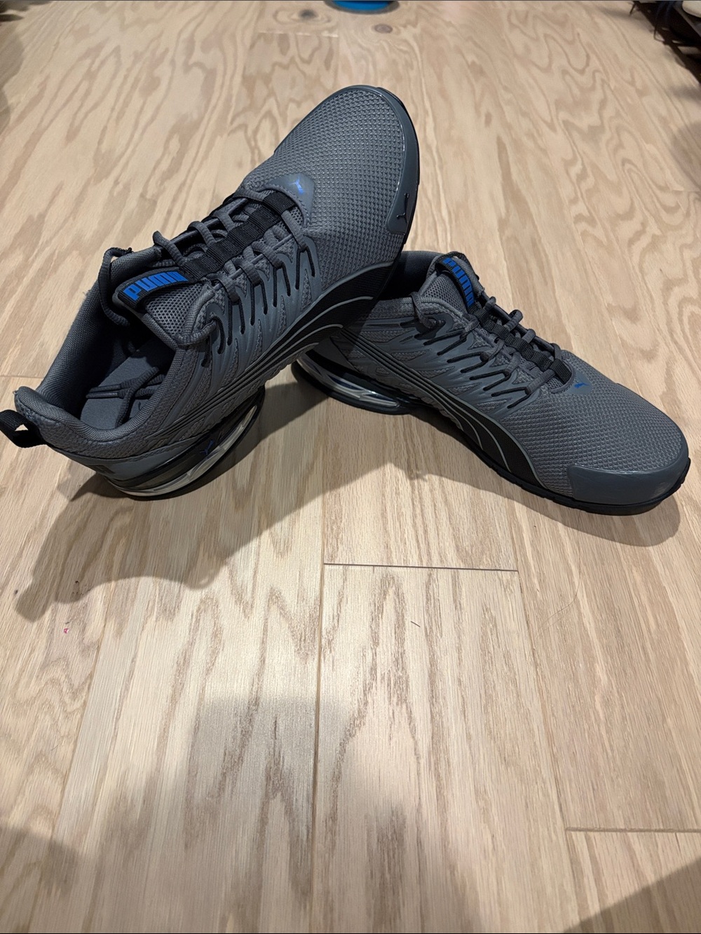 VoltaicEvo- Puma Gray Sneakers with Blue Logo Accents